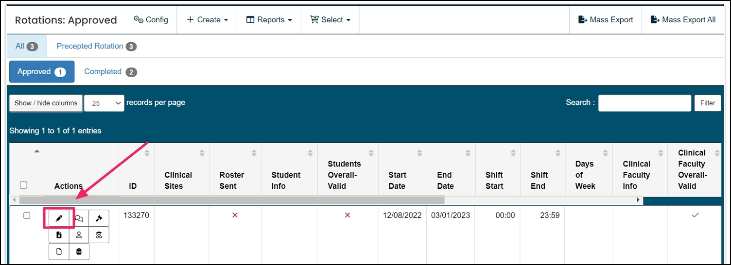 edit pencil icon under actions column