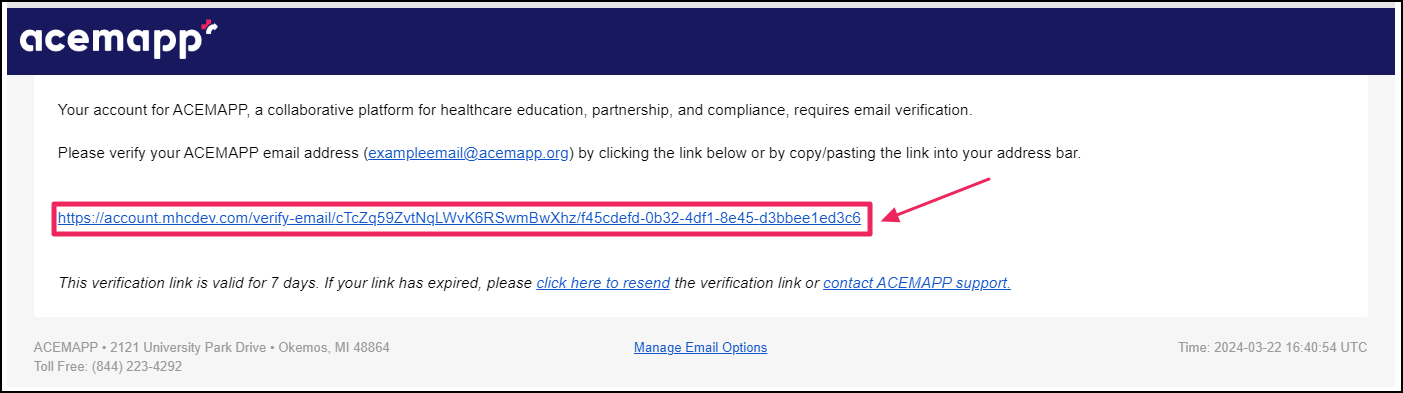 Email verification message.